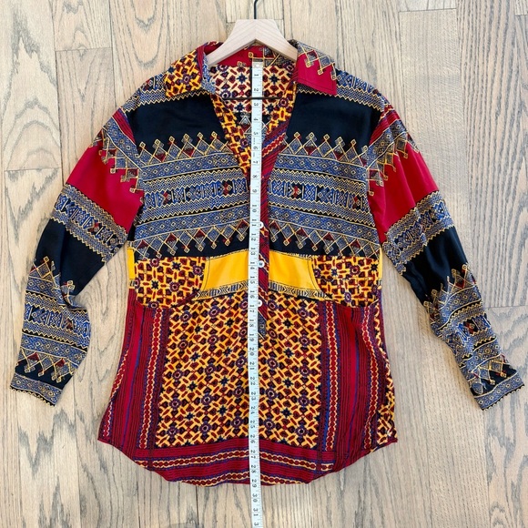 Plenty By Tracey Reese Women’s Vibrant Tribal Printed Button Down Blouse Size XS - Picture 8 of 15